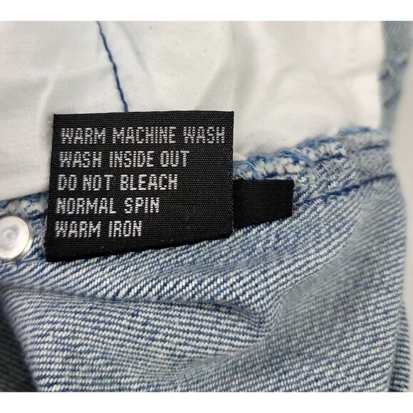 Style J Womens Denim Skirt Butterfly Pocket Embroidery Frayed Hem Y2K Sz30 Large - Picture 7 of 10